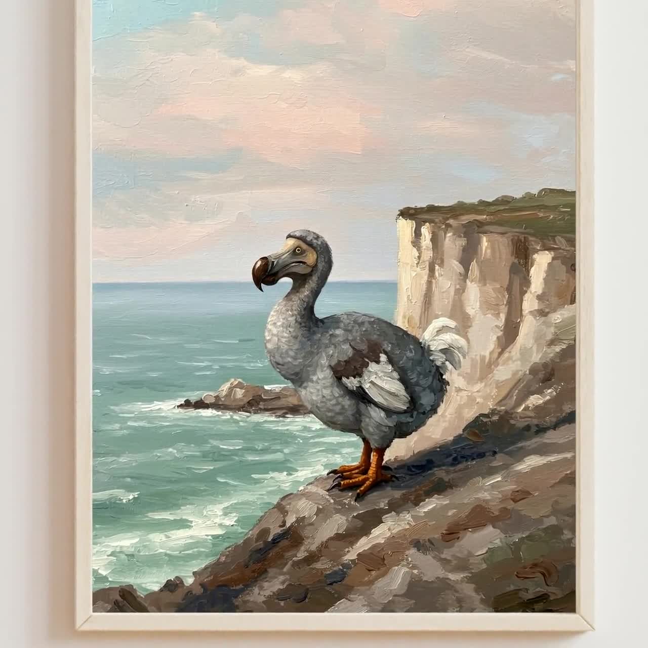 ドードー鳥の崖の上の絵画：気まぐれな野生動物アート（デジタル